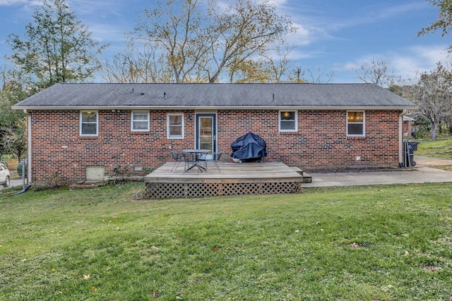 4985 Shihmen Dr, Antioch, TN 37013 - back of house with a wooden deck, brick siding, and a shingled roof