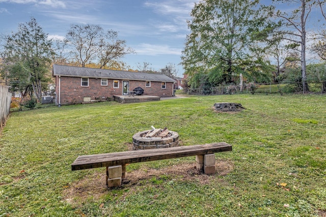 4985 Shihmen Dr, Antioch, TN 37013 - fenced backyard with a fire pit