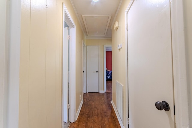 996 Matrose Carrolls Rd, Michie, TN 38357 - hall featuring attic access and wood finished floors
