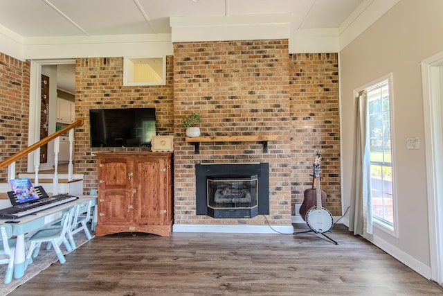 996 Matrose Carrolls Rd, Michie, TN 38357 - living area featuring a fireplace, wood finished floors, and plenty of natural light