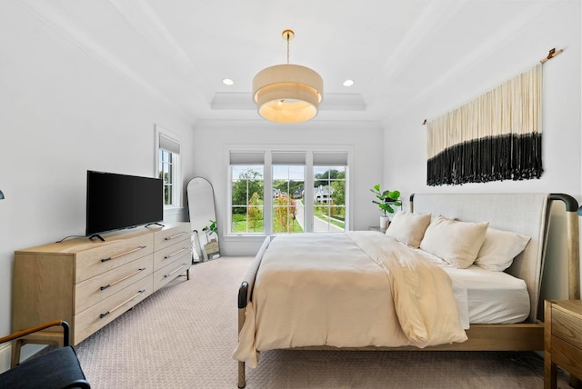 8869 Edgecomb Dr, College Grove, TN 37046 - carpeted bedroom with a raised ceiling and recessed lighting