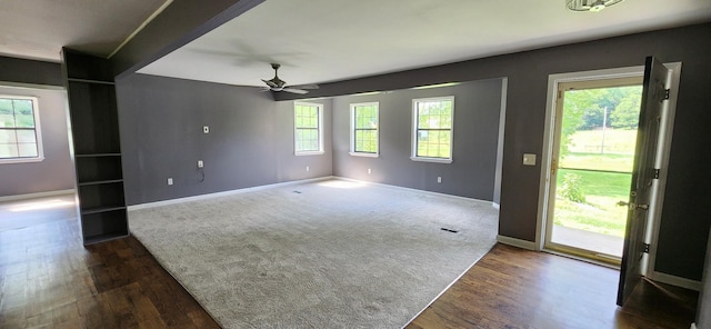 2877 Bryant Rd, Culleoka, TN 38451 - unfurnished living room featuring ceiling fan and dark wood finished floors