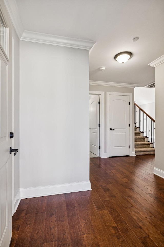 1037 Irish Way, Spring Hill, TN 37174 - empty room with hardwood / wood-style floors, crown molding, a smoke detector, and stairs