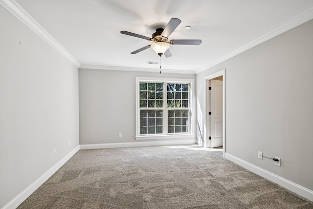 1037 Irish Way, Spring Hill, TN 37174 - spare room featuring crown molding, a ceiling fan, and carpet flooring