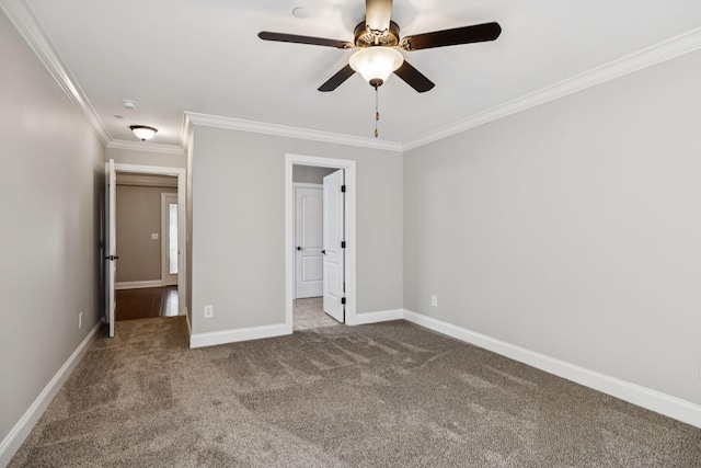 1037 Irish Way, Spring Hill, TN 37174 - unfurnished bedroom featuring ornamental molding, carpet flooring, and ceiling fan