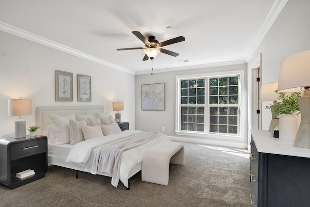 1037 Irish Way, Spring Hill, TN 37174 - bedroom featuring crown molding, dark colored carpet, and ceiling fan
