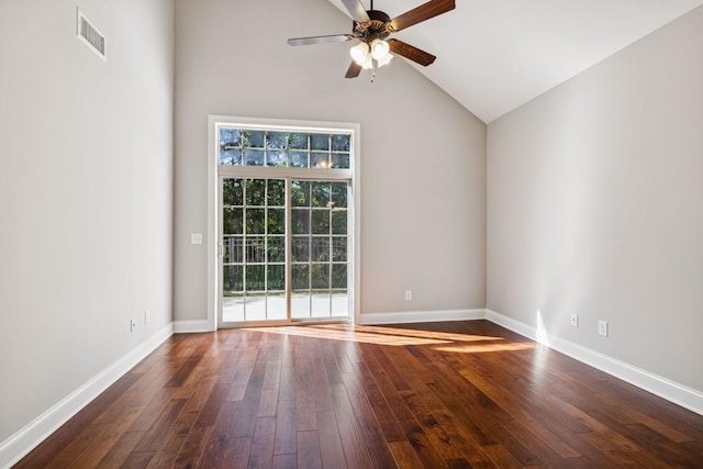 1037 Irish Way, Spring Hill, TN 37174 - unfurnished room with a ceiling fan, dark wood finished floors, and vaulted ceiling