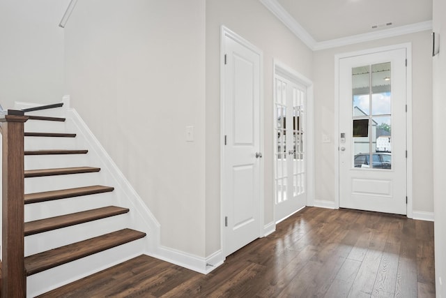 1922 Hildebrand Ln, Columbia, TN 38401 - entryway with wood-type flooring, crown molding, and stairway