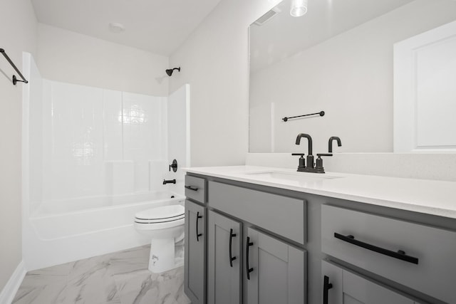 1922 Hildebrand Ln, Columbia, TN 38401 - full bath featuring vanity, washtub / shower combination, and marble look tile flooring