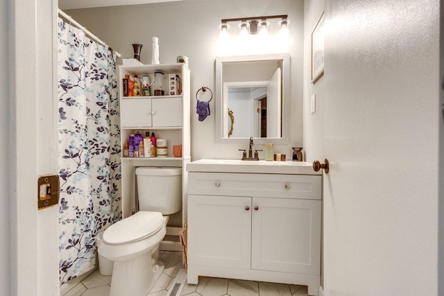 528 Maple St, Pulaski, TN 38478 - full bathroom with vanity, tile patterned flooring, and a shower with shower curtain