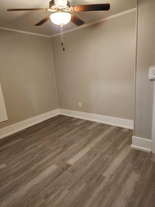 810 Lynwood St, Winchester, TN 37398 - unfurnished room featuring ornamental molding, a ceiling fan, and dark wood-type flooring