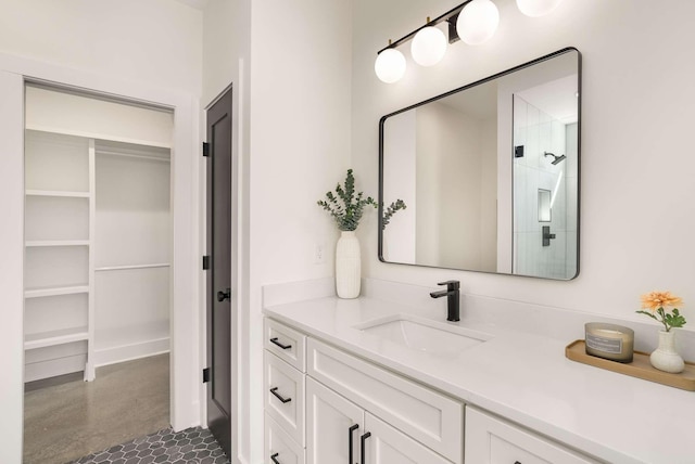 1823 River Dr, Nashville, TN 37218 - bathroom featuring vanity, a shower, and a spacious closet