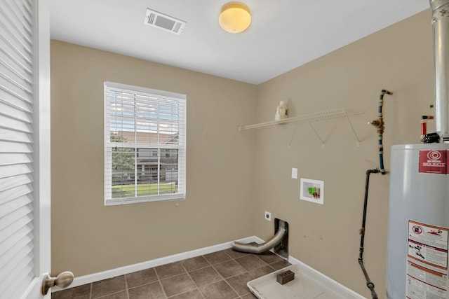 2008 Kingston Pl, Spring Hill, TN 37174 - laundry area featuring water heater, washer hookup, and dark tile patterned flooring