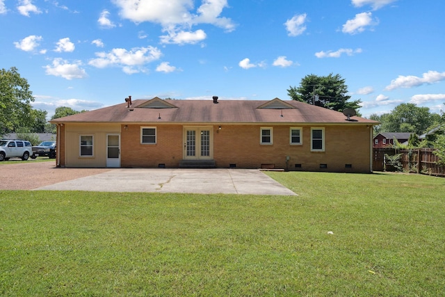 2311 Mayfair Ave, Murfreesboro, TN 37130 - back of house featuring crawl space, french doors, a patio area, and brick siding
