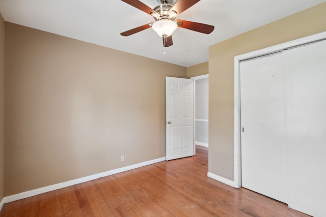 2311 Mayfair Ave, Murfreesboro, TN 37130 - unfurnished bedroom featuring light wood-style flooring, a closet, and ceiling fan
