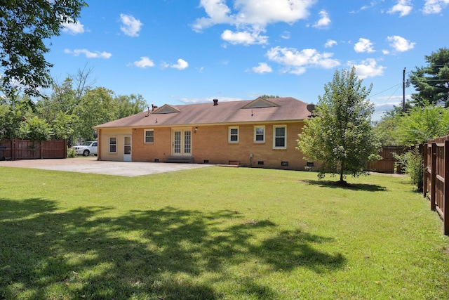 2311 Mayfair Ave, Murfreesboro, TN 37130 - rear view of house with a patio area, french doors, a fenced backyard, and crawl space