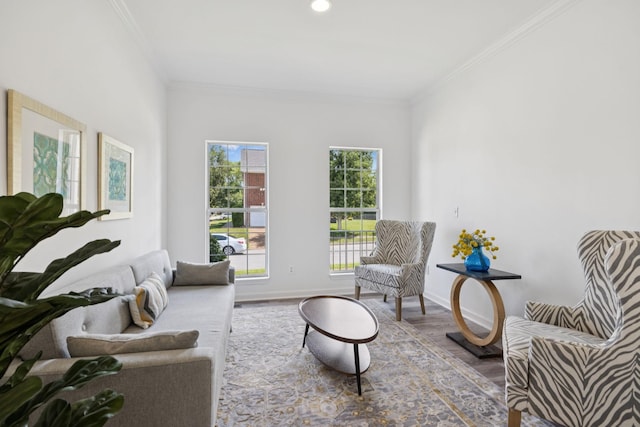 201 Hideaway Trl, Franklin, TN 37069 - sitting room featuring wood finished floors and ornamental molding