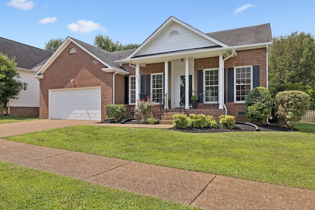 201 Hideaway Trl, Franklin, TN 37069 - view of front facade with a porch, an attached garage, brick siding, and driveway