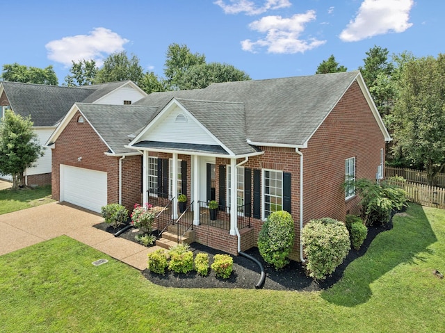 201 Hideaway Trl, Franklin, TN 37069 - view of front of property with brick siding, a garage, roof with shingles, a porch, and driveway