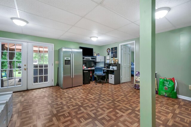 20151 Ben Fly Rd, Lyles, TN 37098 - office with french doors and a drop ceiling