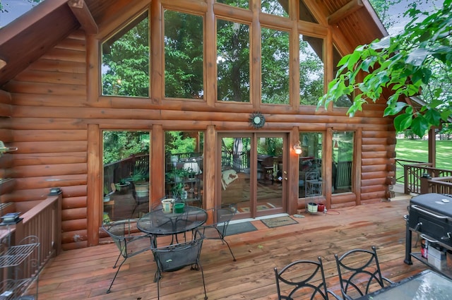 20151 Ben Fly Rd, Lyles, TN 37098 - sunroom featuring lofted ceiling and french doors