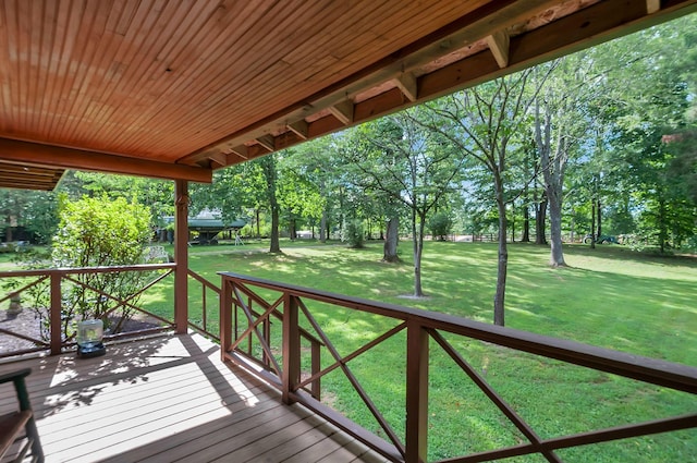 20151 Ben Fly Rd, Lyles, TN 37098 - deck featuring a yard and view of scattered trees