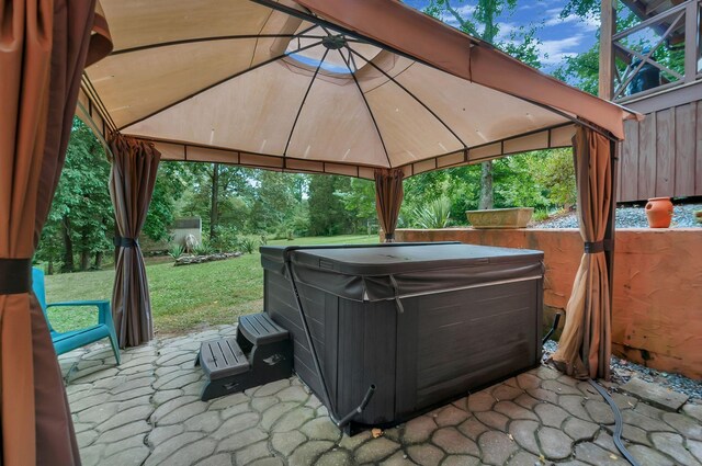 20151 Ben Fly Rd, Lyles, TN 37098 - view of patio with a hot tub and a gazebo