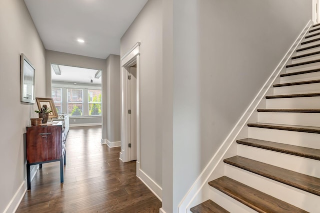 607 Beamon Dr, Franklin, TN 37064 - stairs with wood finished floors and recessed lighting