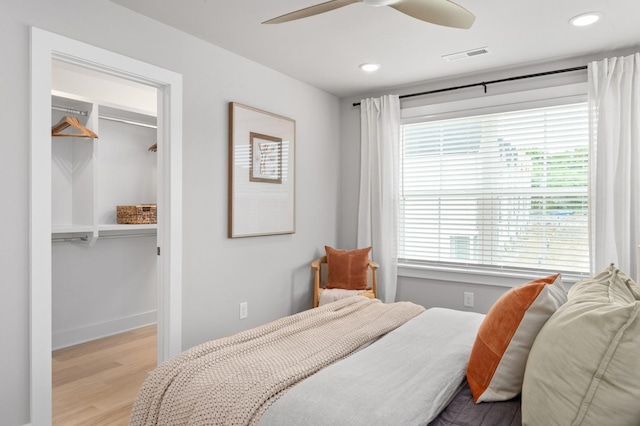 700 N Dupont Ave Unit 207, Madison, TN 37115 - bedroom featuring wood finished floors, a spacious closet, recessed lighting, and a ceiling fan
