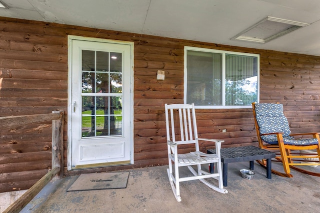 111 School St, Cumberland Furnace, TN 37051 - entrance to property featuring faux log siding
