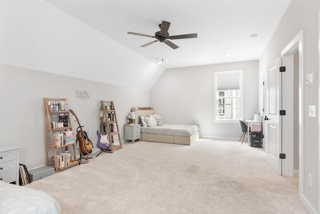 2618 Buckner Ln, Thompsons Station, TN 37179 - bedroom featuring carpet flooring, lofted ceiling, and ceiling fan