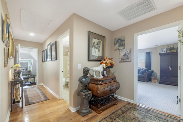 973 Rip Steele Rd, Columbia, TN 38401 - hall featuring attic access and light wood finished floors