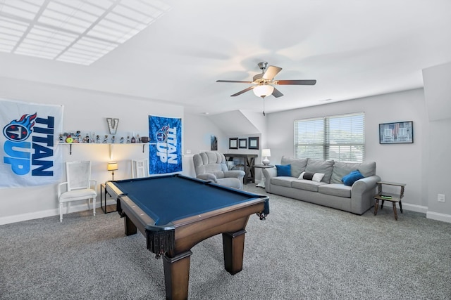 2426 Telford Ln, Murfreesboro, TN 37128 - playroom with a ceiling fan, carpet floors, and billiards table
