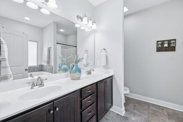 2426 Telford Ln, Murfreesboro, TN 37128 - bathroom with double vanity, tile patterned flooring, and a tub to relax in