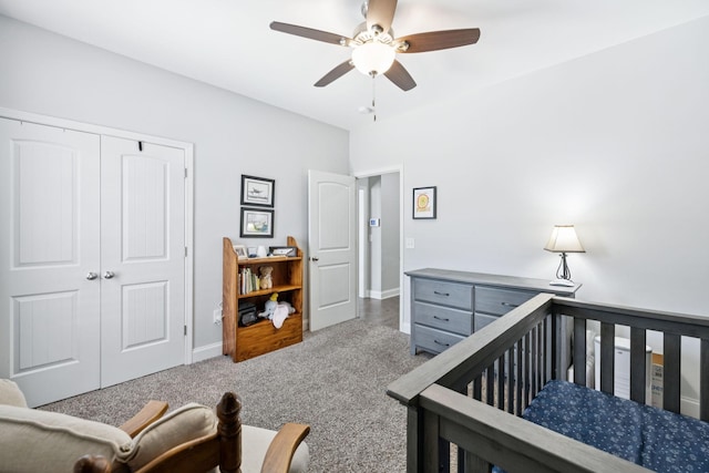 2426 Telford Ln, Murfreesboro, TN 37128 - bedroom with carpet flooring, a closet, and a ceiling fan