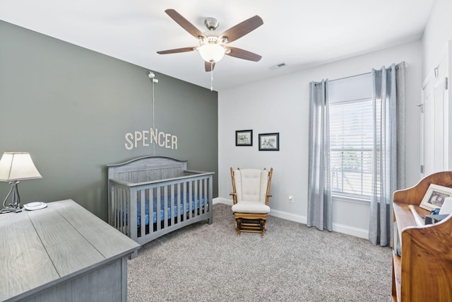2426 Telford Ln, Murfreesboro, TN 37128 - carpeted bedroom featuring ceiling fan and a nursery area