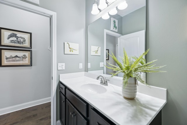 2426 Telford Ln, Murfreesboro, TN 37128 - bathroom featuring wood finished floors, vanity, and a chandelier