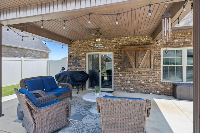 2426 Telford Ln, Murfreesboro, TN 37128 - view of patio / terrace with a grill, outdoor lounge area, and a ceiling fan