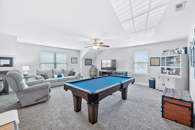 2426 Telford Ln, Murfreesboro, TN 37128 - rec room with ceiling fan, carpet, plenty of natural light, and pool table
