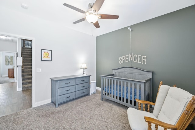2426 Telford Ln, Murfreesboro, TN 37128 - bedroom with carpet flooring, a nursery area, and a ceiling fan