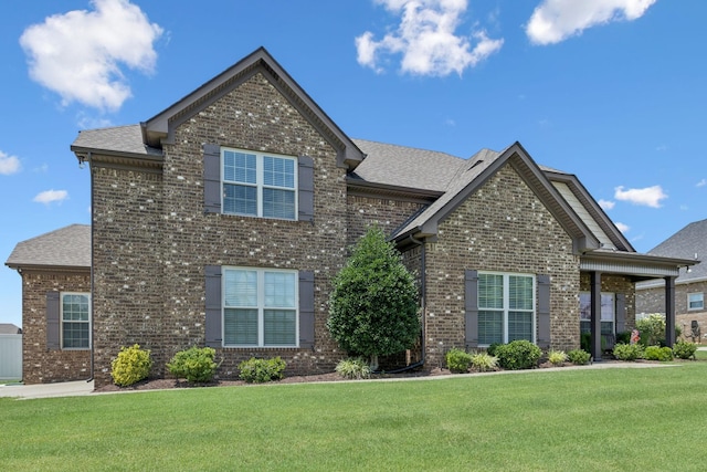 2426 Telford Ln, Murfreesboro, TN 37128 - view of front of house with brick siding, a front yard, and a shingled roof