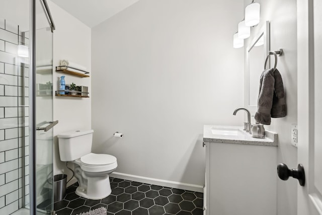 2641 Buckner Rd, Thompsons Station, TN 37179 - bathroom featuring vanity, tile patterned flooring, and a stall shower