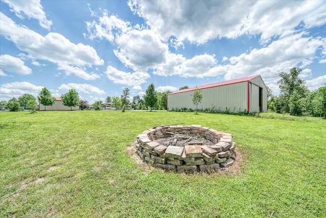 125 Clarence Lee Rd, Lancing, TN 37770 - view of grassy yard featuring an outbuilding, an outdoor fire pit, and an outdoor structure