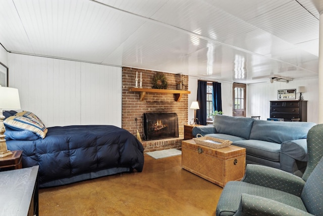 6002 Temple Rd, Nashville, TN 37221 - carpeted living area featuring a brick fireplace