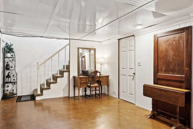 6002 Temple Rd, Nashville, TN 37221 - entrance foyer featuring finished concrete flooring and stairs