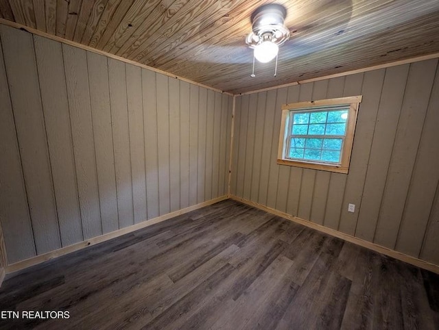 1014 Frank Campbell Rd, Jamestown, TN 38556 - spare room with wood finished floors, ceiling fan, wooden ceiling, and wood walls