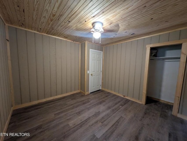 1014 Frank Campbell Rd, Jamestown, TN 38556 - unfurnished bedroom featuring wood ceiling, wood finished floors, wood walls, and a closet
