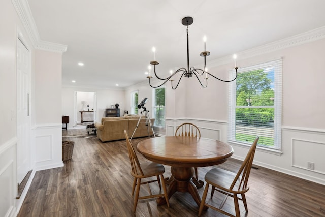 223 Kennett Rd, Old Hickory, TN 37138 - dining room featuring a decorative wall, wainscoting, healthy amount of natural light, a chandelier, and ornamental molding