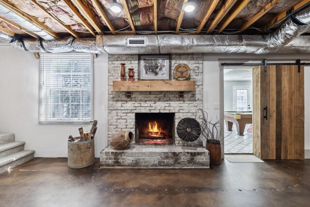 223 Kennett Rd, Old Hickory, TN 37138 - basement with a fireplace and stairway