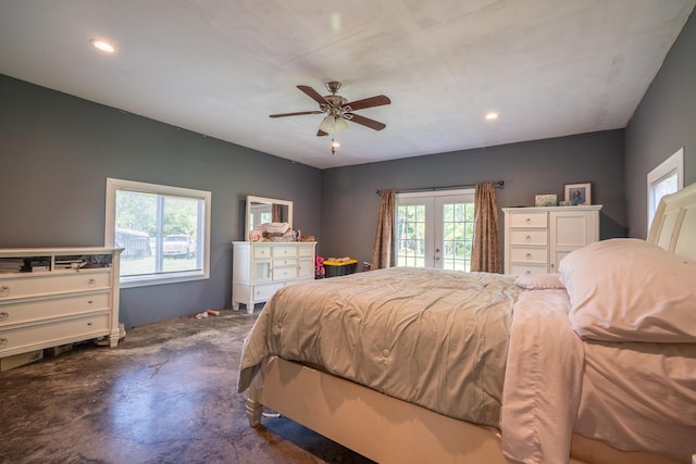 1539 Old Florence Rd, Lawrenceburg, TN 38464 - bedroom featuring french doors, access to outside, recessed lighting, and a ceiling fan